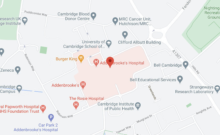 Map of Cambridge, location of BioResource Centre