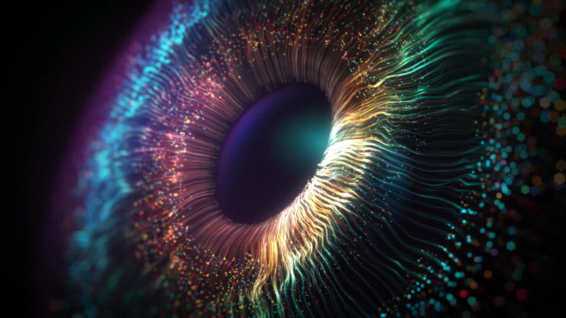 Representation of eye, iris and digital waves